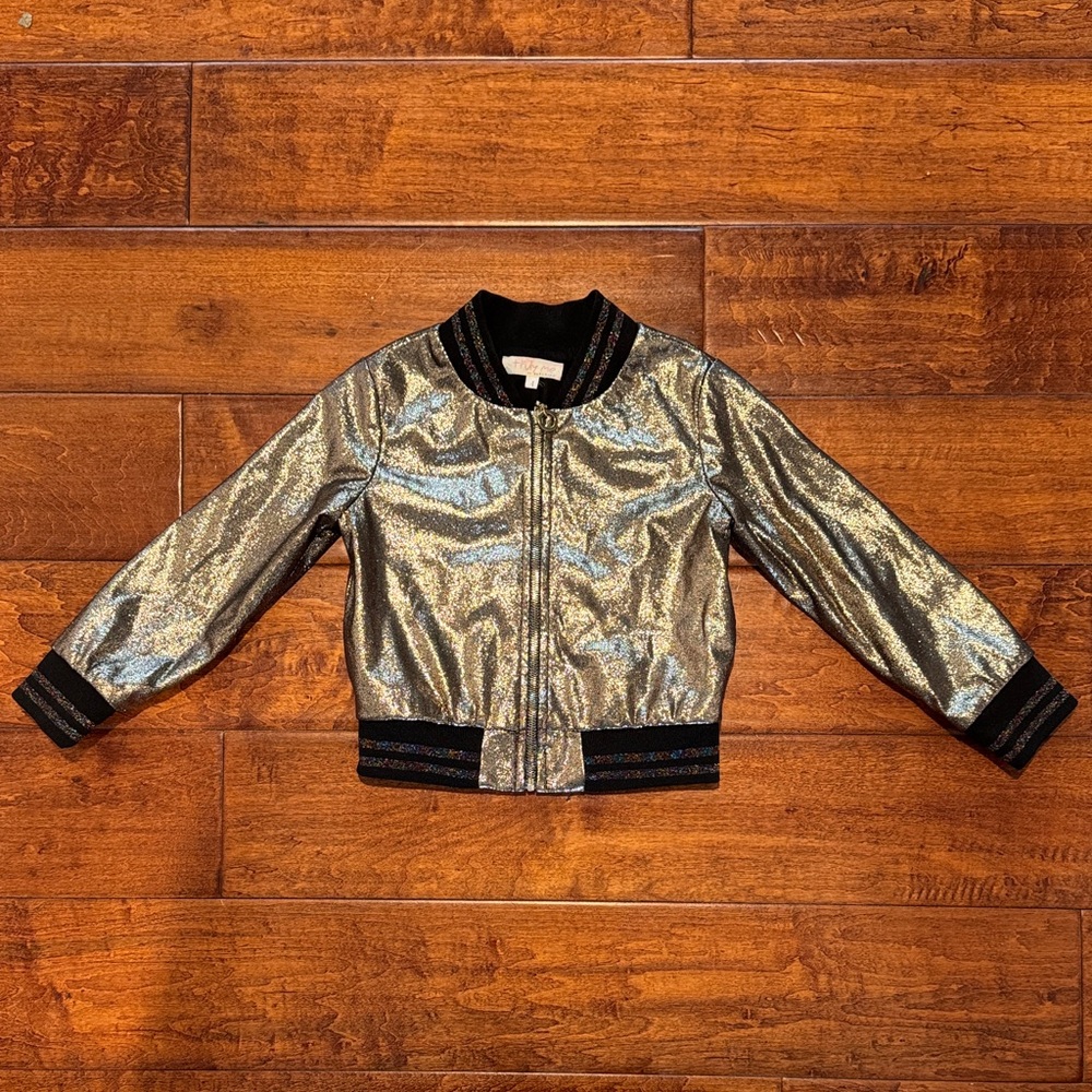 Truly Me Metallic Gold Metallic Kids Bomber Jacket